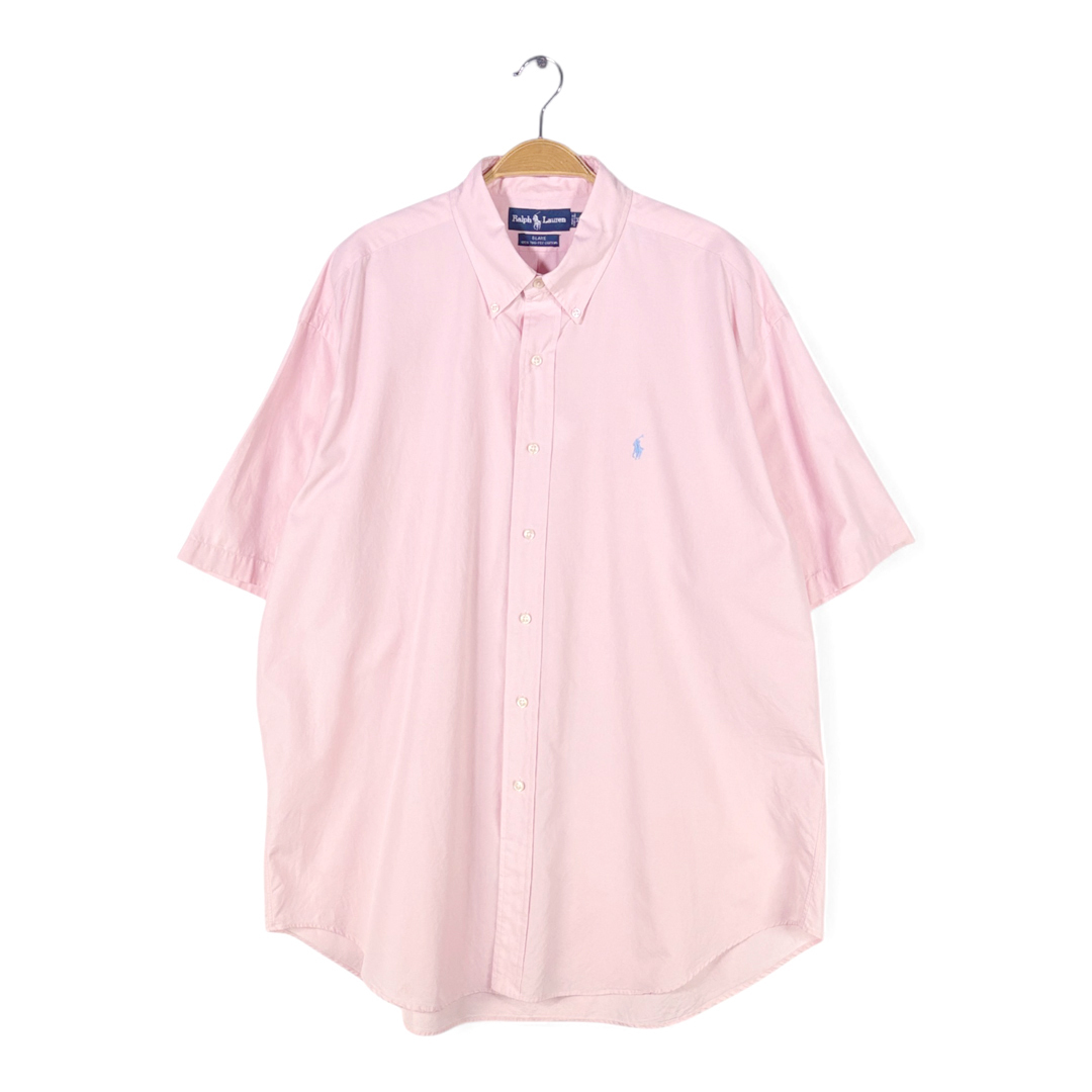 【送料無料】ラルフローレン ブレイク ボタンダウンシャツ ワンポイントロゴ 大きいサイズ ピンク BLAKE RALPH LAUREN XL 古着 @CA9007拍卖