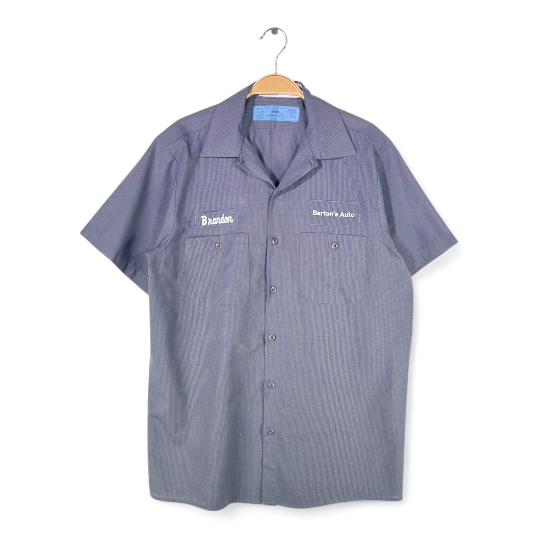 【送料無料】00s シンタス オールド ワークシャツ ワッペン 半袖 企業系 チャコールグレー CINTAS メンズM 古着 @CA9012拍卖