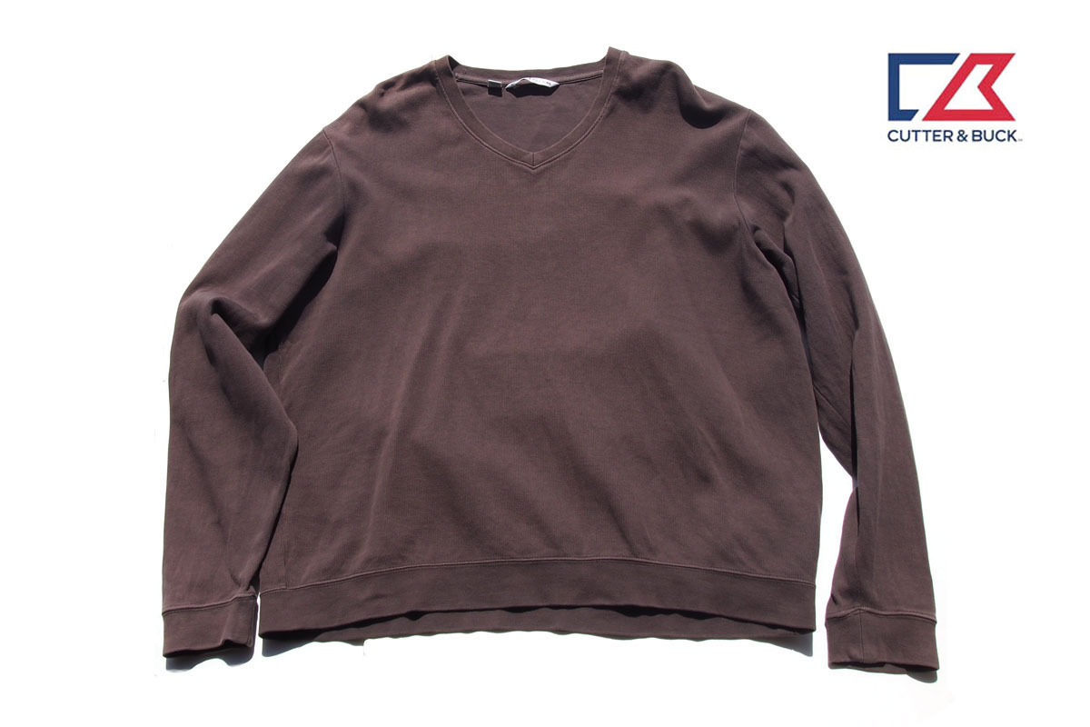 送料無料★【中古】カッター&バック|cutter&buck|Vネックスウェットピマコットンプルオーバー|メンズゴルフウェア|L拍卖