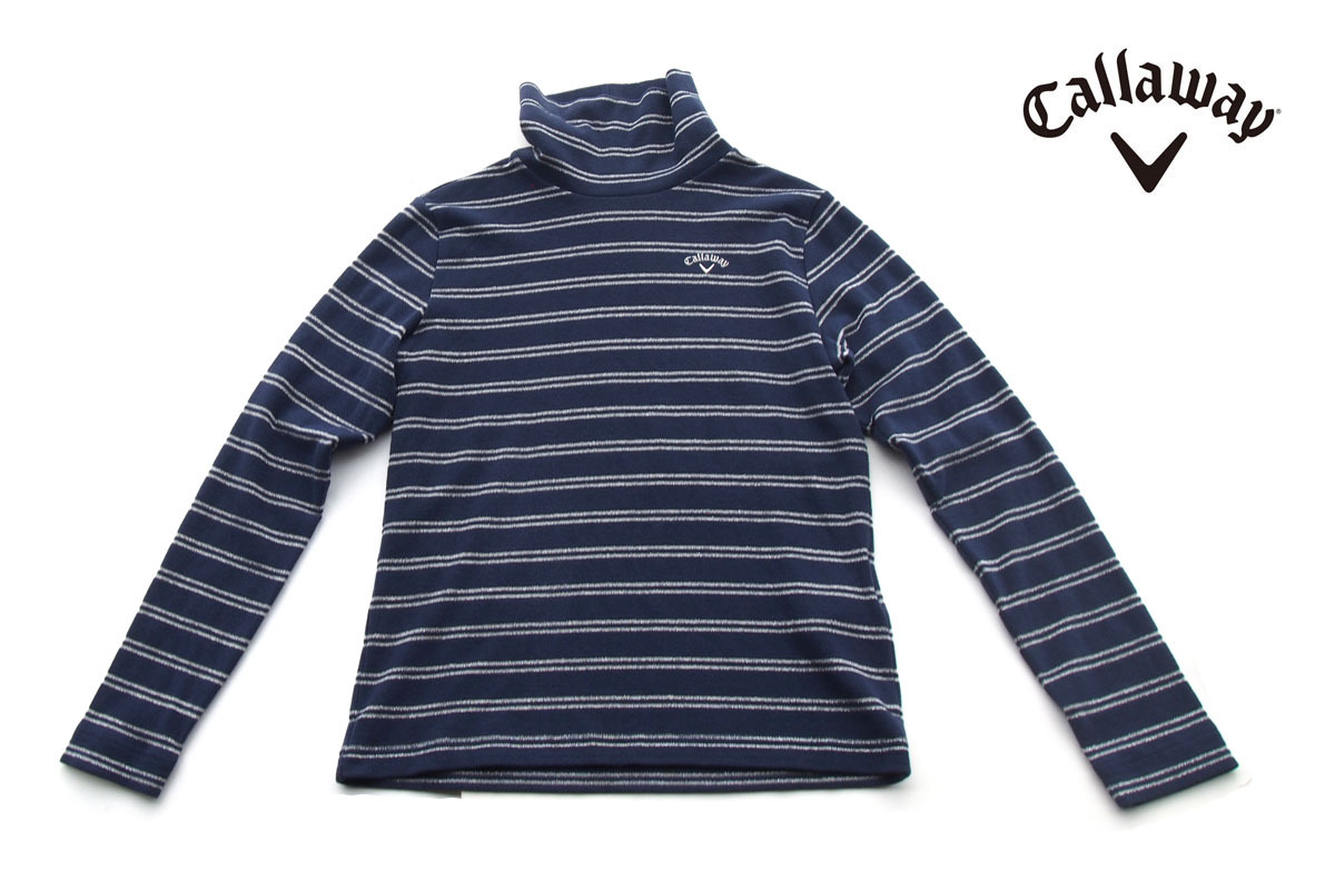送料無料★【中古】キャロウェイ|Callaway|ボーダー柄モックアップシャツ|レディースゴルフウェア|L拍卖