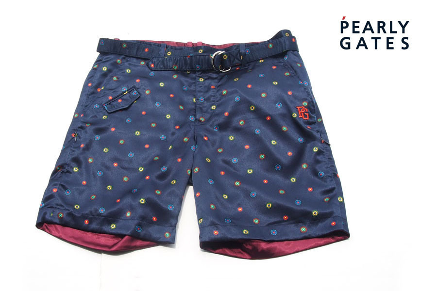 送料無料★【中古】パーリーゲイツ|pearly gates|リバーシブルハーフパンツ|5|ネイビー×ボルドー拍卖