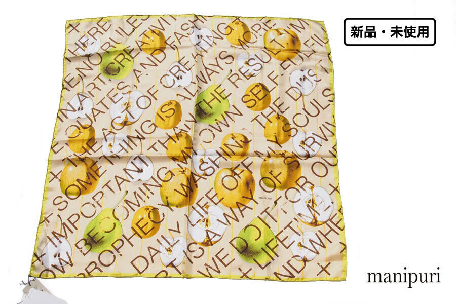 送料無料★新品|未使用|マニプリ|manipuri|シルクスカーフ<65> アップルレター|APPLE LETTER|ライトグリーン拍卖