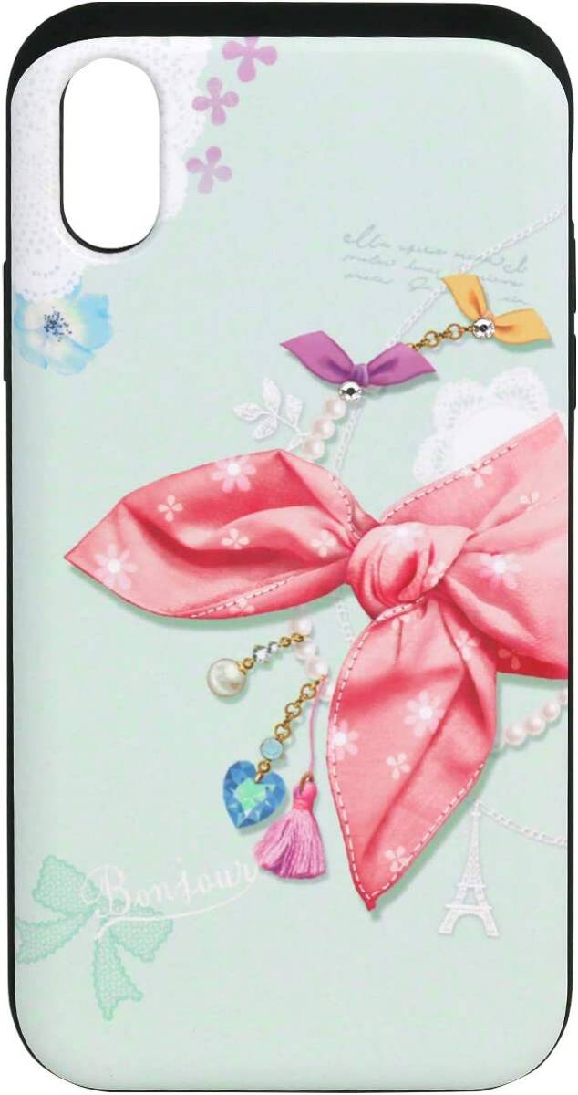 送料無料 新品未開封 Happymori iPhone XS/X 背面ハードケース HM14452i58 Card slide Dot Scarf ピンクスカーフ スライド式カード収納拍卖