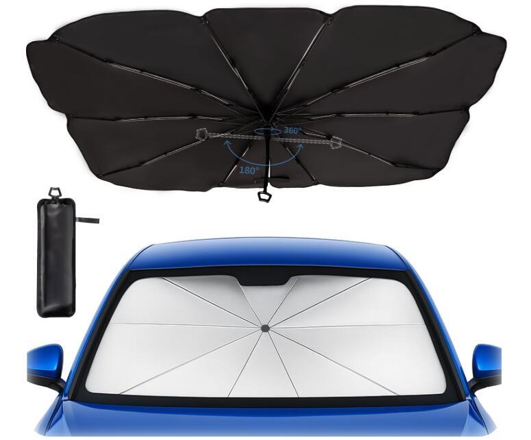 サンシェード 車 フロント 2025 車用サンシェード 360°折れる中棒 ガラス繊維10本骨 内装を傷つけない拍卖