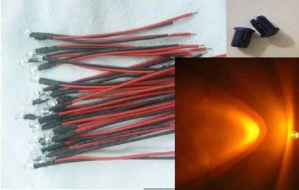 24V LED 5mm配線加工済 オレンジ10本 送料無料拍卖