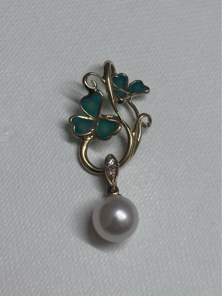 田崎真珠 タサキ TASAKI K18 エナメル アコヤ真珠 ペンダントトップ拍卖