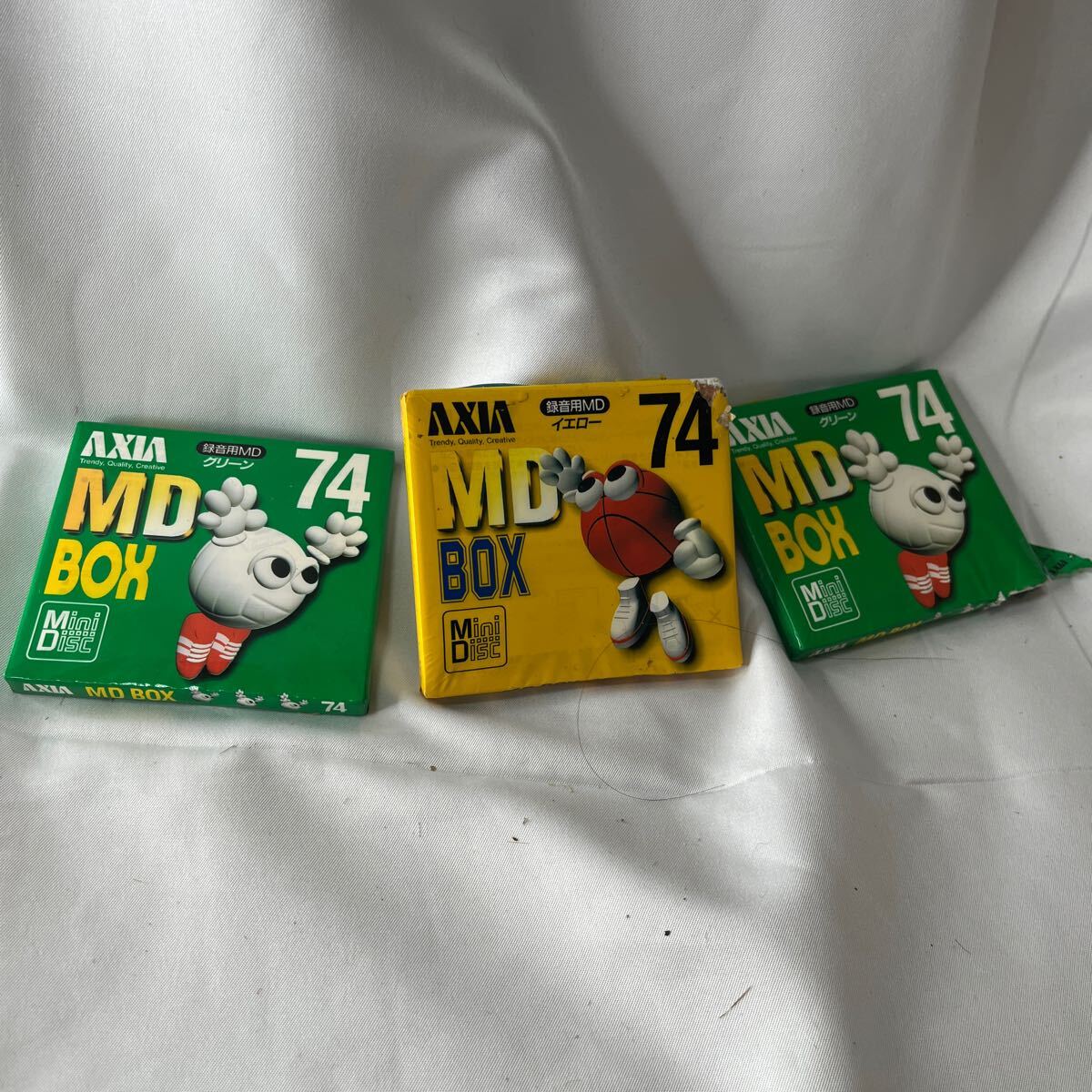 MD BOX 74 グリーン イエロー Mini Disc AXIA Trendy,Quality,Creative MD C 74 G FUJI PHOTO FILM CO.,LTD. 録音用MD拍卖