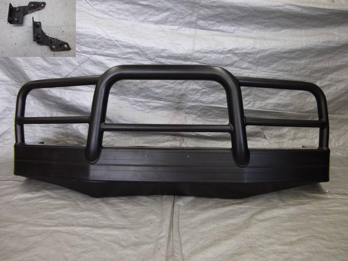 ★●2509-HN1LLL ランドクルーザー80 ワイドボディ アルミ製 ワンオフ カンガルーバンパー フロントバンパーガード マットブラック 良品!拍卖