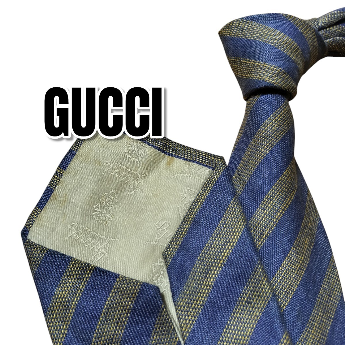 GUCCI グッチ ブルー系 ストライプ柄 イタリア製拍卖