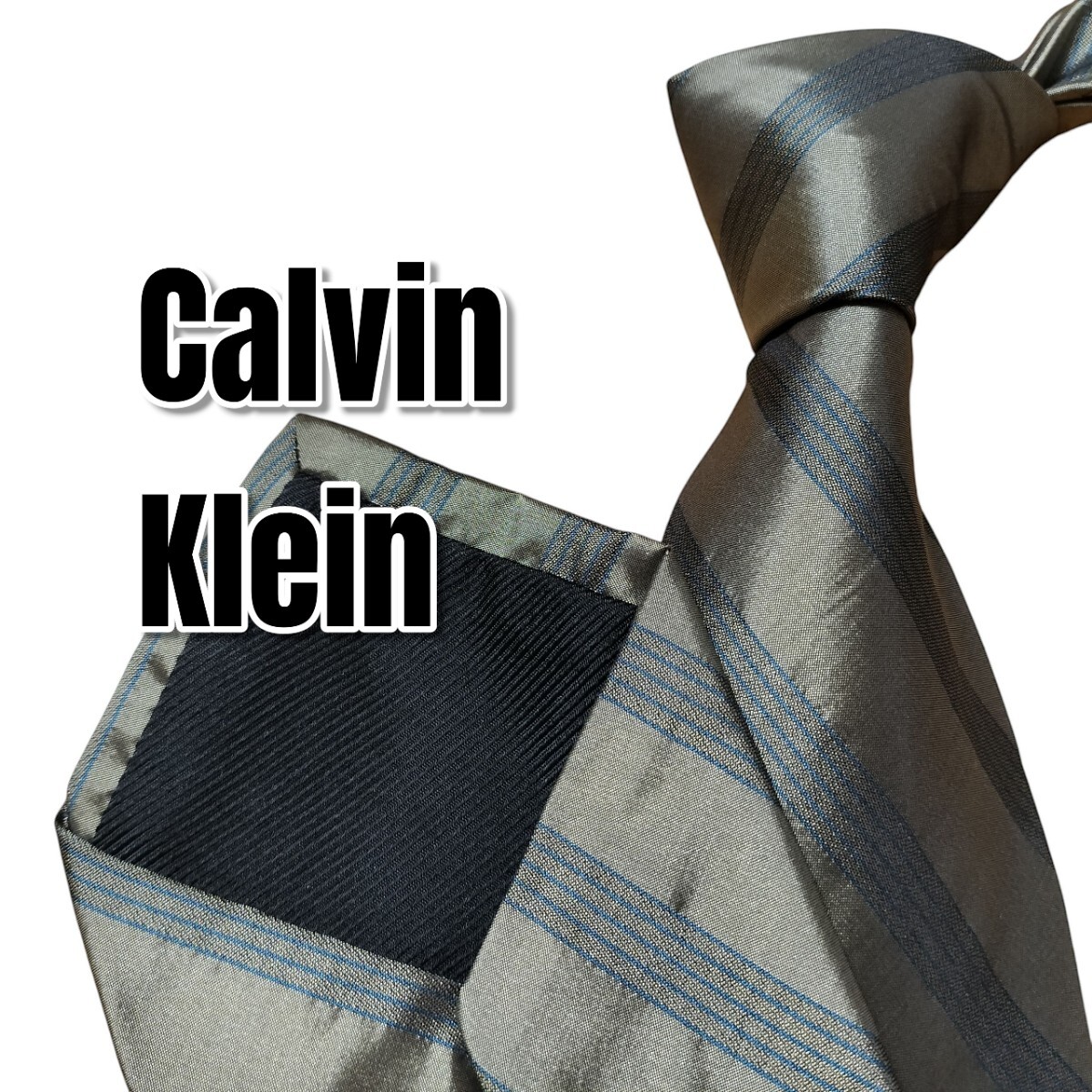 Calvin Klein カルバンクライン カーキ系 ストライプ イタリア製拍卖