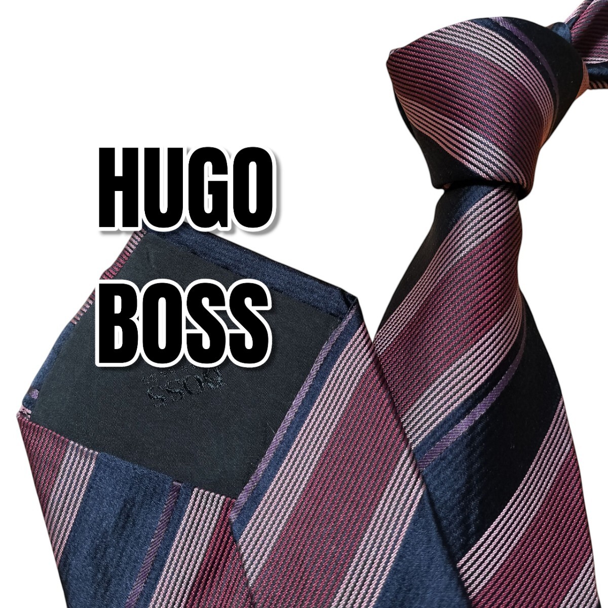 HUGO BOSS ヒューゴボス レッド/ブラック系 ストライプ イタリア製拍卖