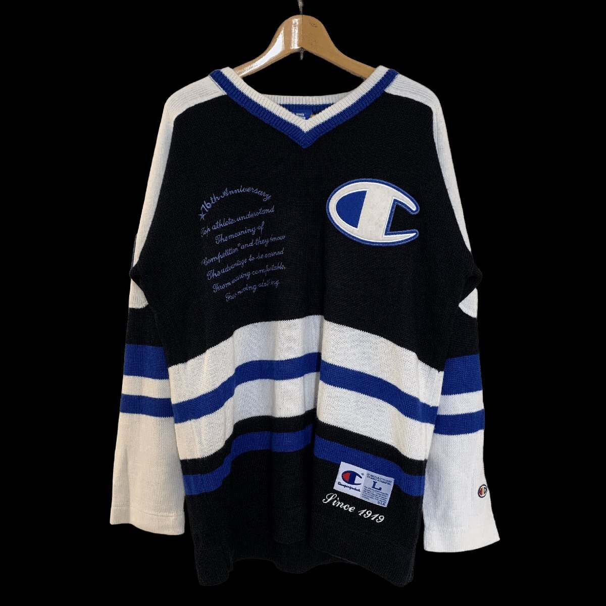 【むつ75-090701】Champion 76th Anniversary ニットセーター【同梱不可】拍卖