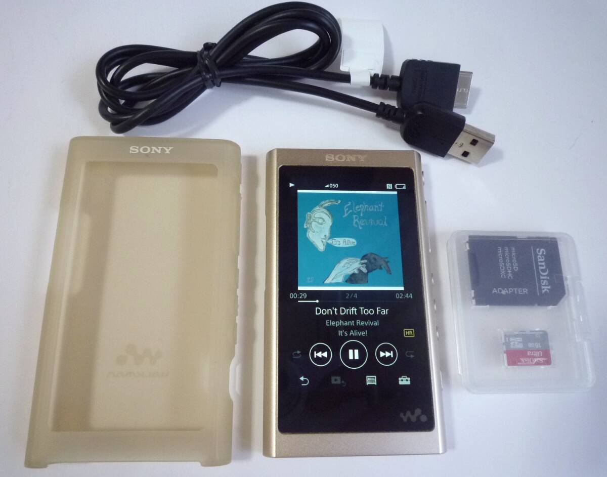 美品 SONY ソニー ウォークマン walkman NW-A55 16GB ペールゴールド Bluetooth デジタルオーディオプレーヤー USBケーブル MicroSDカード拍卖