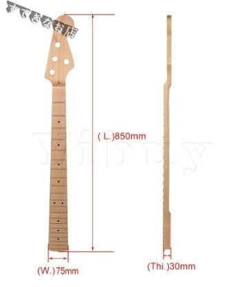 5弦ベース ヒール幅75 エレキベース ジャズベースメイプル指板 5strings プレシジョンベース対応 ネック交換 ネック フェンダーヘッド拍卖