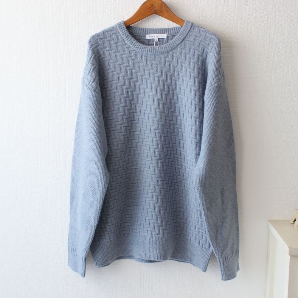 【Lサイズ】新品タケオキクチ THE SHOP TK キープシェイプリンクスニット メンズ サックスブルー拍卖