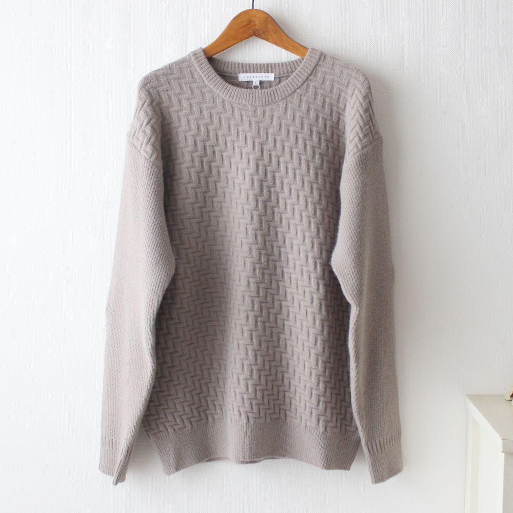 【Lサイズ】新品タケオキクチ THE SHOP TK キープシェイプリンクスニット メンズ ベージュ拍卖