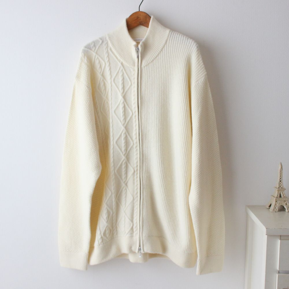 【Lサイズ】新品タケオキクチ THE SHOP TK パネル ドライバーズ ニット メンズ オフホワイト拍卖