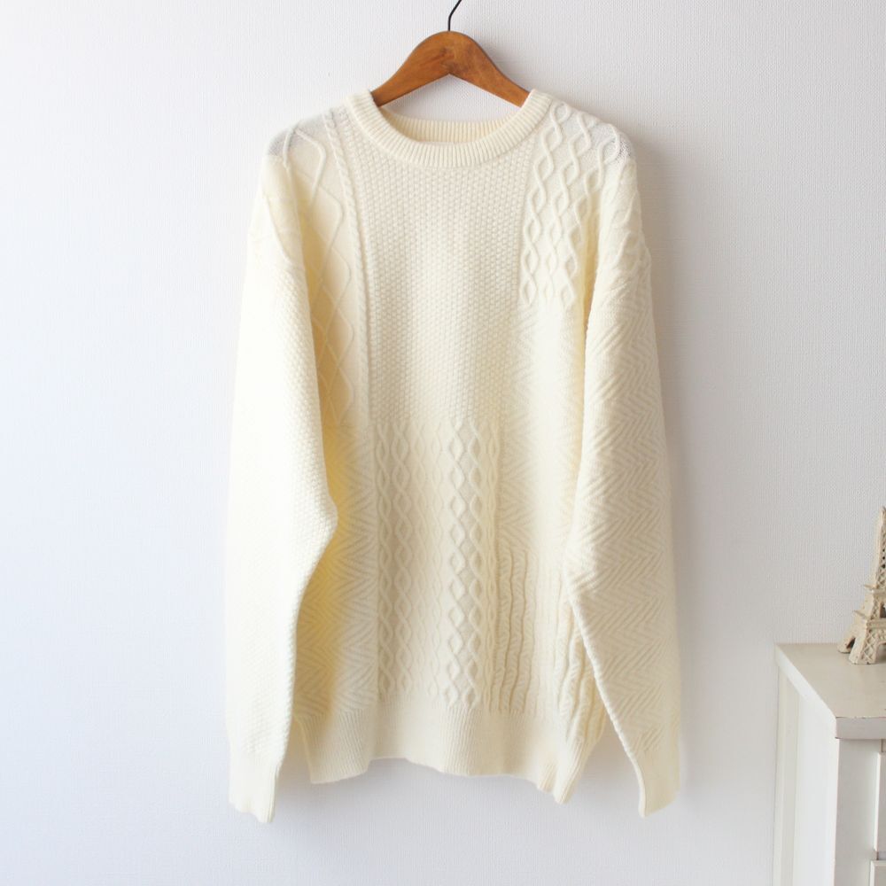 【Lサイズ】新品タケオキクチ THE SHOP TK クレイジーパネルニット ハグするニット メンズ オフホワイト拍卖