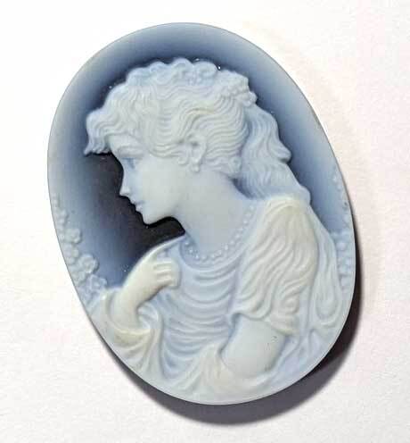 ■gen_051 カメオ ストーン 天然石 ルース 美品 希少 メノウ 瑪瑙 ★ ブローチ ペンダント ネックレスに! 美人 女性 横顔 花拍卖
