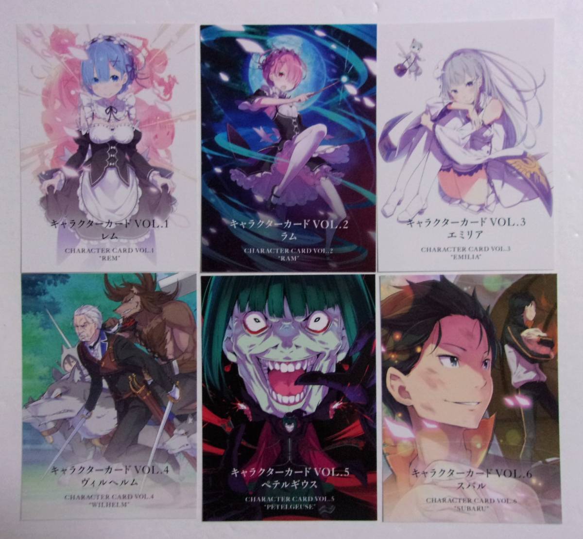 【キャラクターカード VOL.1~6】 Re:ゼロから始める異世界生活 小説10~15巻プレミアムバージョン封入特典 6枚 リゼロ 検イラストカード拍卖