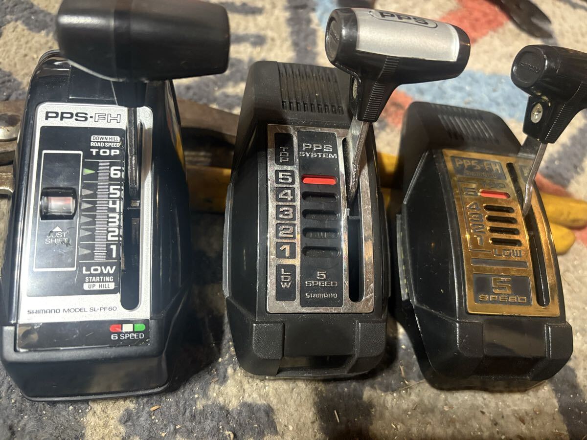 3個 当時物 SHIMANO PPS-FH 5S シフター 昭和自転車 デコチャリ フラッシャー スポーツ車 スーパーカー自転車 ビンテージ 変速機 レトロ拍卖