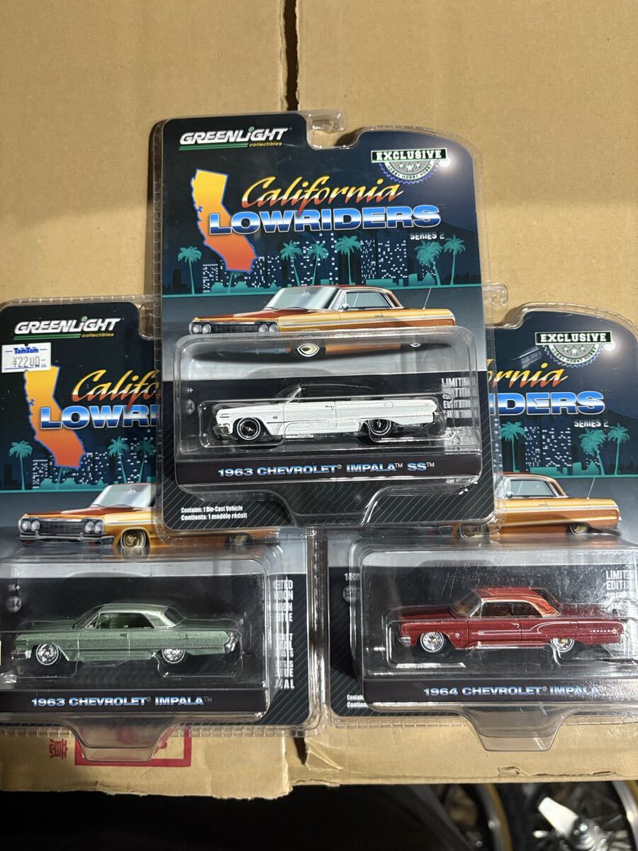 3台セット greenlight グリーンライト Impala インパラ Chevrolet シボレー ローライダー ジプシーローズ Lowrider 1963 1964拍卖