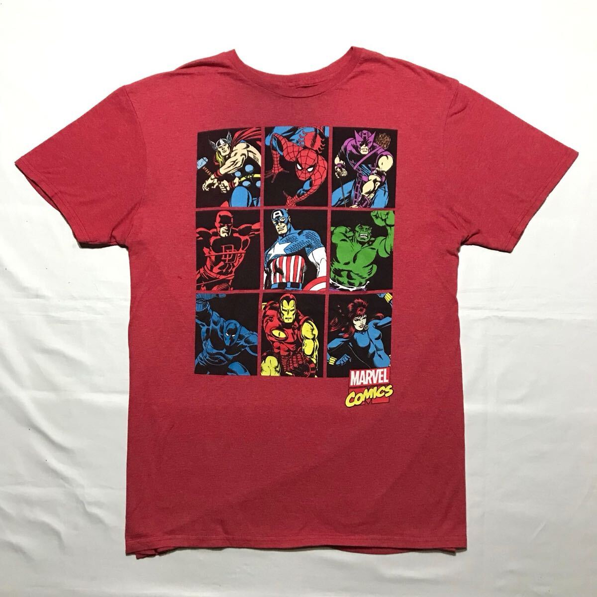 アメコミTee【MARVEL/Iキャラクターズ】サイズL/レッド/マーベル拍卖
