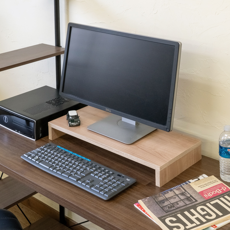 モニター台 幅56cm 木目柄 パソコン ディスプレイ台 モニタースタンド 机上台 キーボード収納台 TX-23LBR ライトブラウン(LBR)拍卖