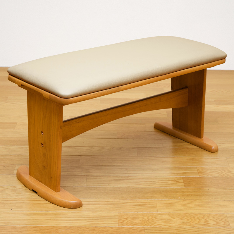 ダイニングベンチ 75cm幅 長椅子 天然木使用 合皮シート 1人~2人用 BH-02B ライトブラウン(LBR)拍卖