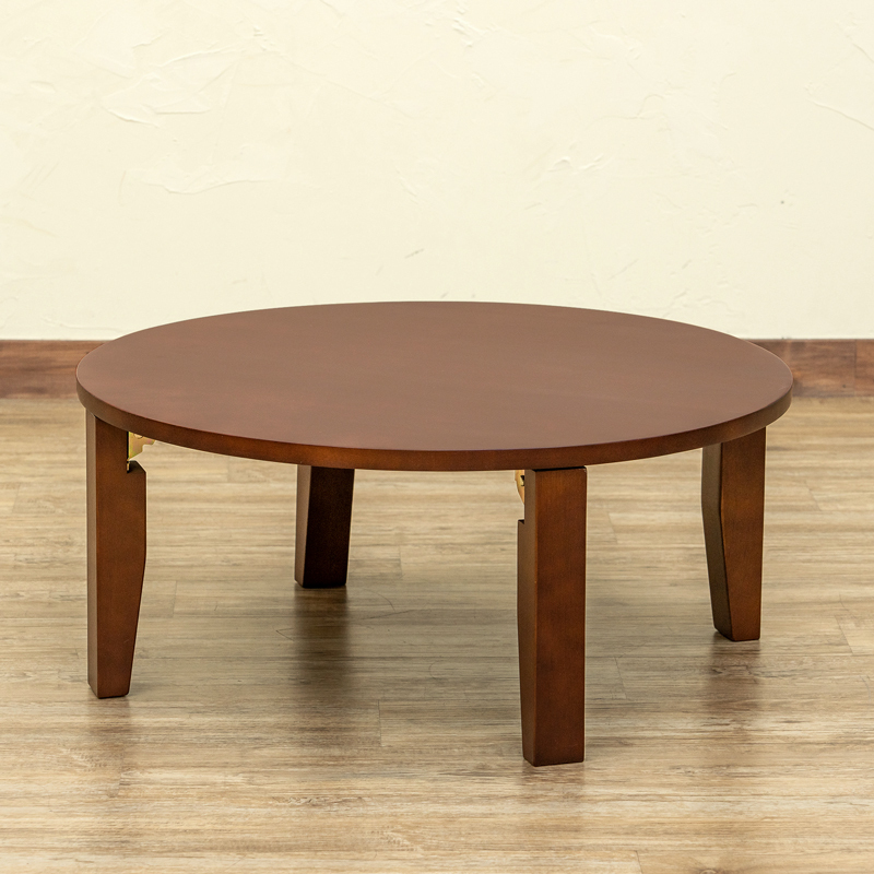 折りたたみテーブル ちゃぶ台 円卓 70cm 丸柄 天然木 折れ脚テーブル WR-70 ダークブラウン(DBR)拍卖