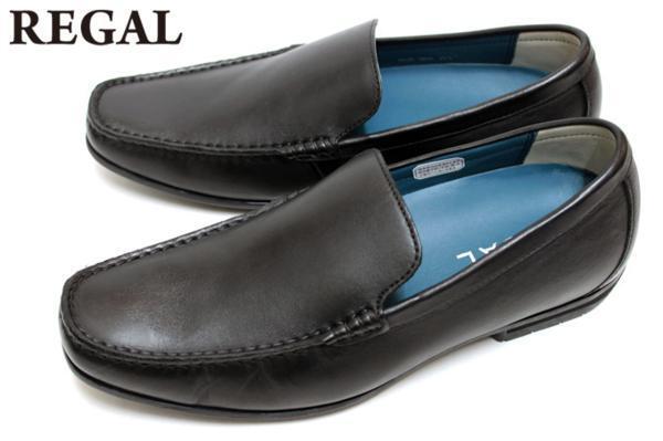 【新品】20%OFF☆REGAL リーガル 56HRAF ロングノーズラスト 本革 バンプスリッポン ブラック☆24.0cm拍卖