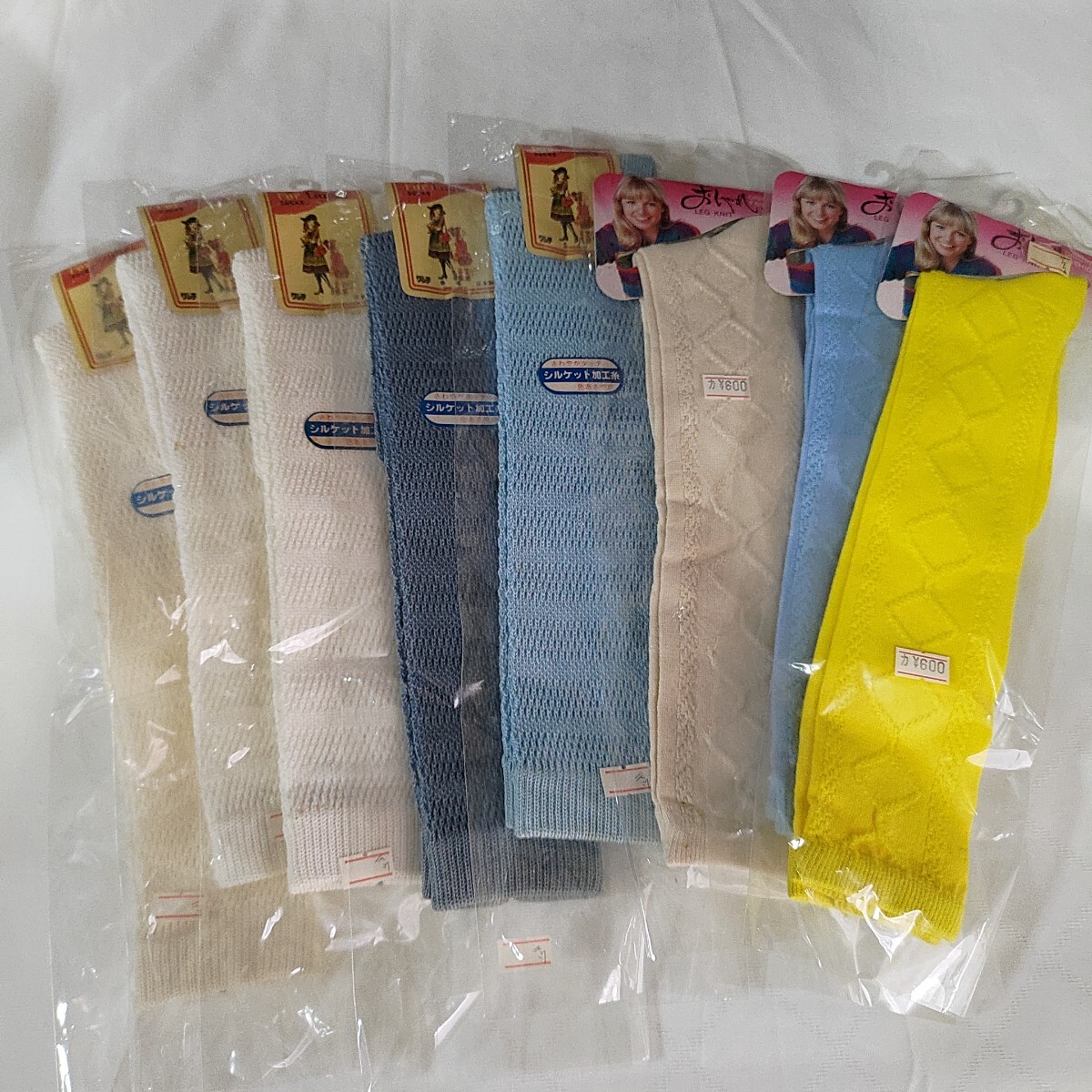 レトロ カラー ソックス8足 22-24cm シルケット加工拍卖