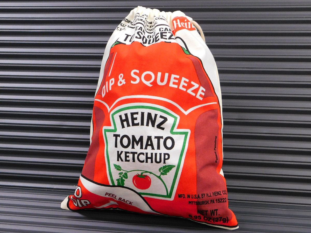 ◆送料\185◆【HEINZ・ハインツ】※《アドバダイジング 巾着袋 /Lサイズ》 ケチャップ 340×260mm シューズバッグ アメリカン雑貨拍卖
