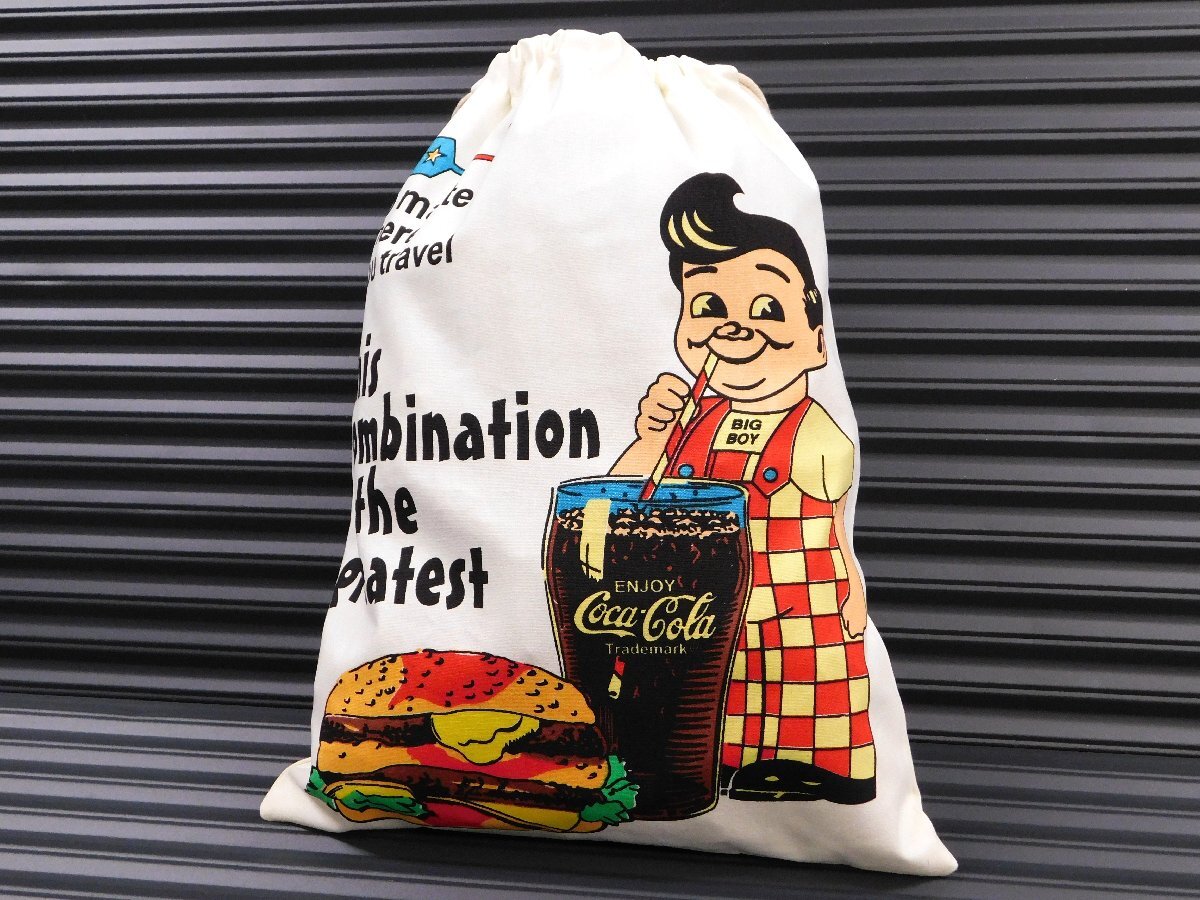 ◆送料\185◆【Big Boy・ビッグボーイ】※《アドバダイジング 巾着袋 /Lサイズ》Coca Cola 340×260mm シューズバッグ アメリカン雑貨拍卖