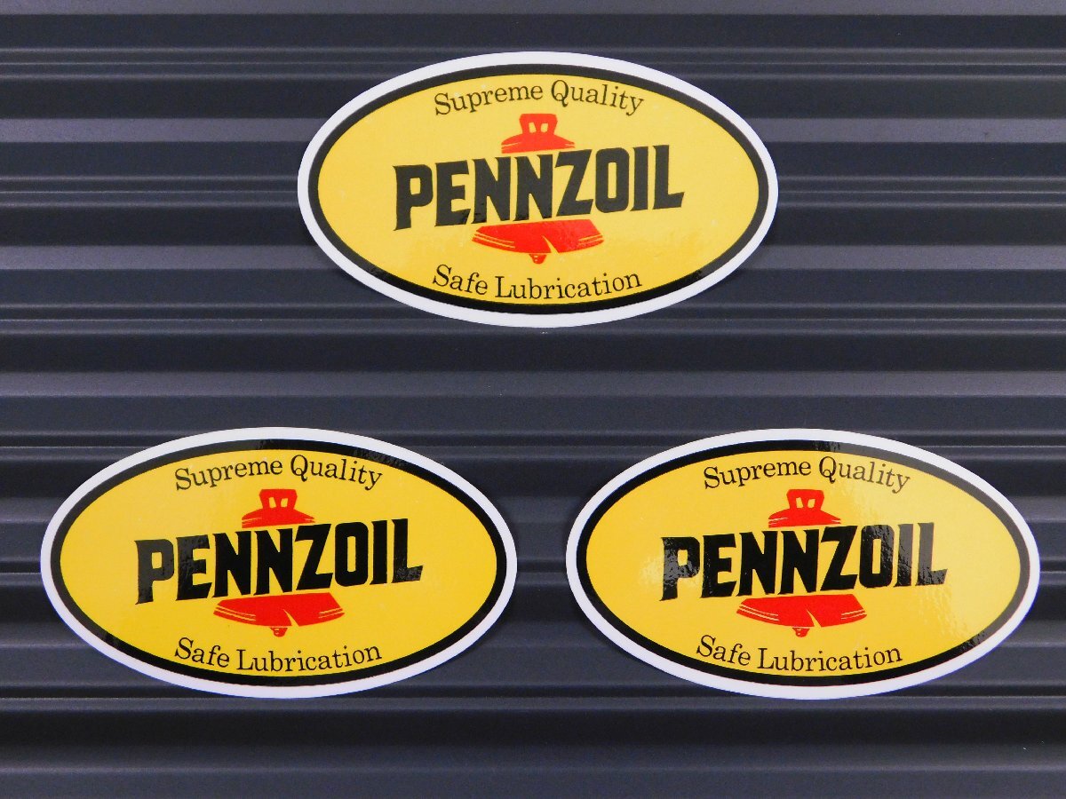 ◆送料\110◆【PENNZOIL・ペンズオイル】※《レーシングステッカー/3枚セット》 (品番ms004) アメリカン雑貨 ガレージ拍卖