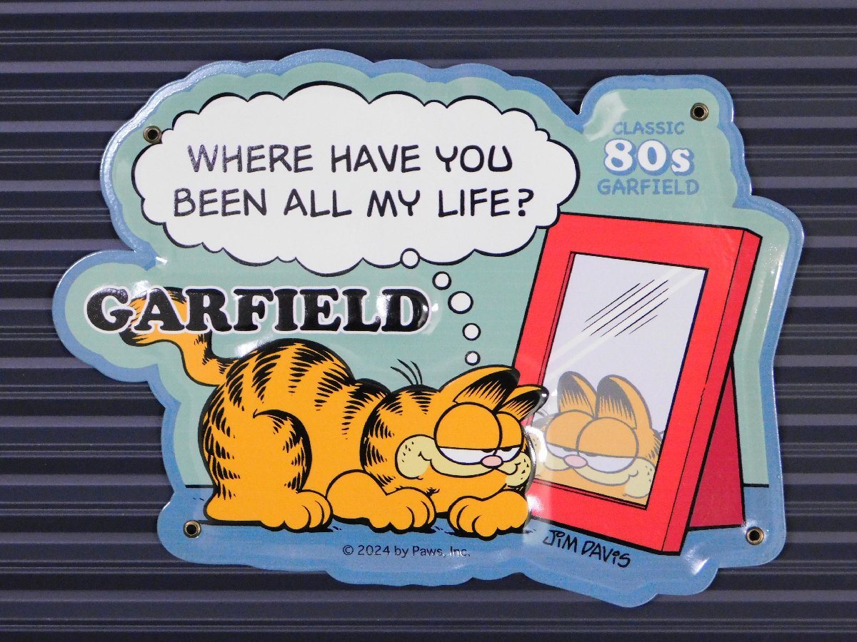 ◆送料無料◆【GARFIELD・ガーフィールド】※《ミニエンボスメタルサイン / ミラー》 アメリカン雑貨 エンボス看板 ブリキ看板 136拍卖