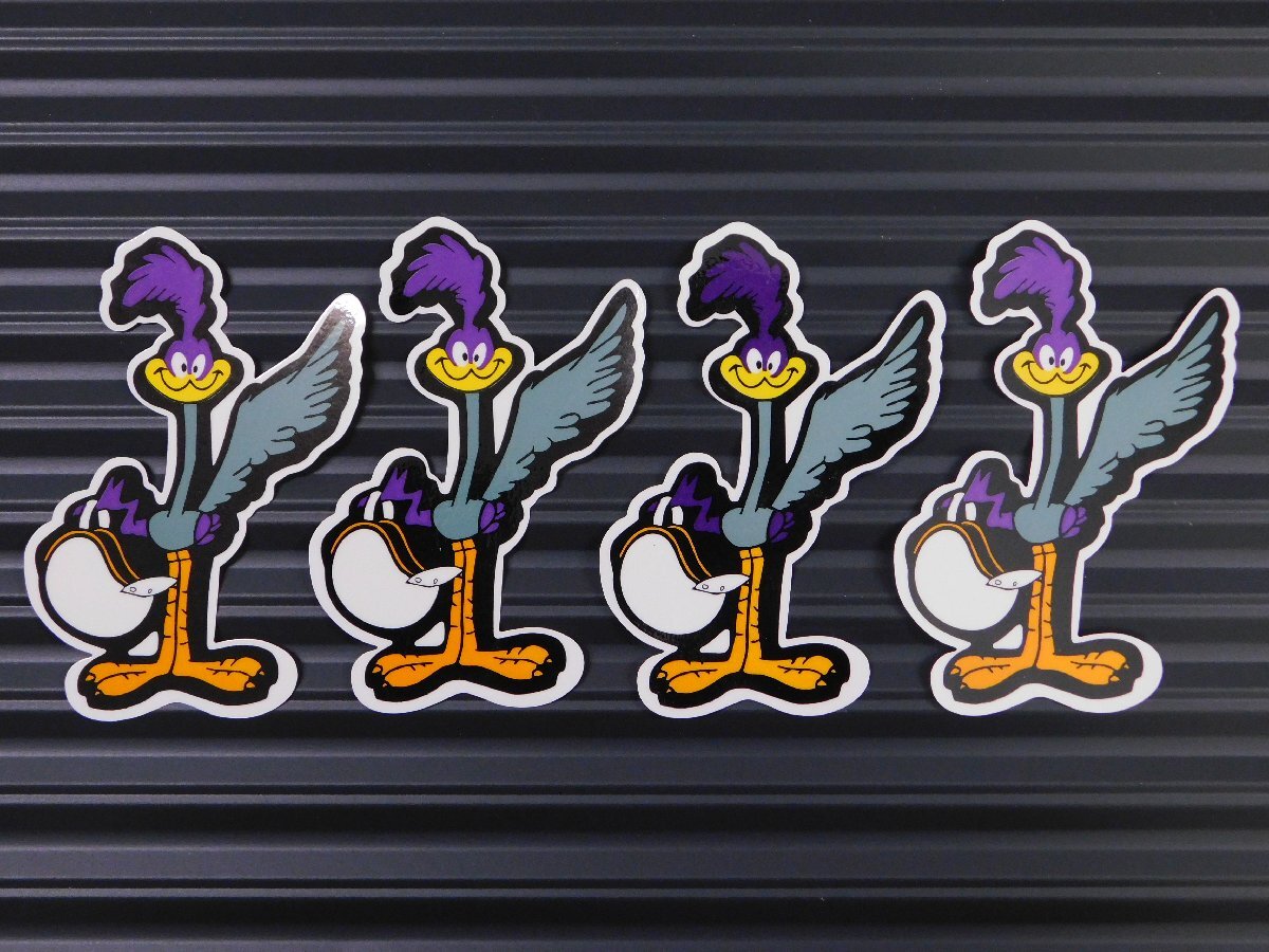 ◆送料\110◆【ロードランナー・ヘルメット】※《レーシングステッカー/4枚セット》 (品番ms046) アメリカン雑貨 ガレージ拍卖