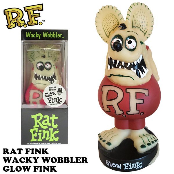 ◆送料無料◆【Rat Fink・ラットフィンク】※《ボビングヘッド・GLOW FINK》 グローインザダーク仕様 蓄光仕様 アメリカン雑貨 FUNKO拍卖