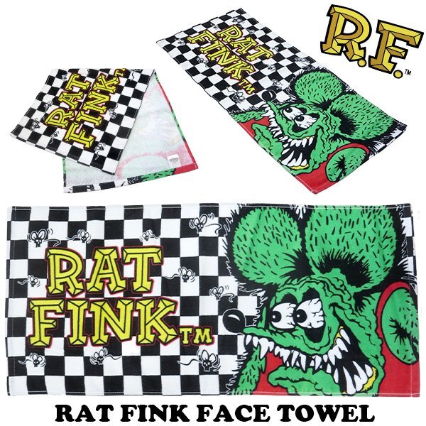 ◆送料\185◆【RAT FINK・ラットフィンク】※《フェイスタオル / チェッカー》 340×750mm STPRF014 アメリカン雑貨拍卖