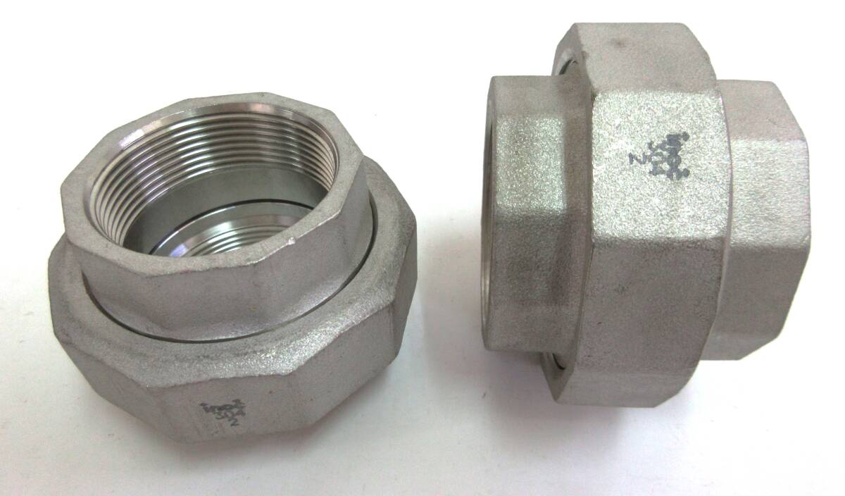未使用品在庫処分訳あり SUS304ユニオン 2"(50A) 2個組 パッキン無 ネジ込み式管継手ステンレスユニオン拍卖