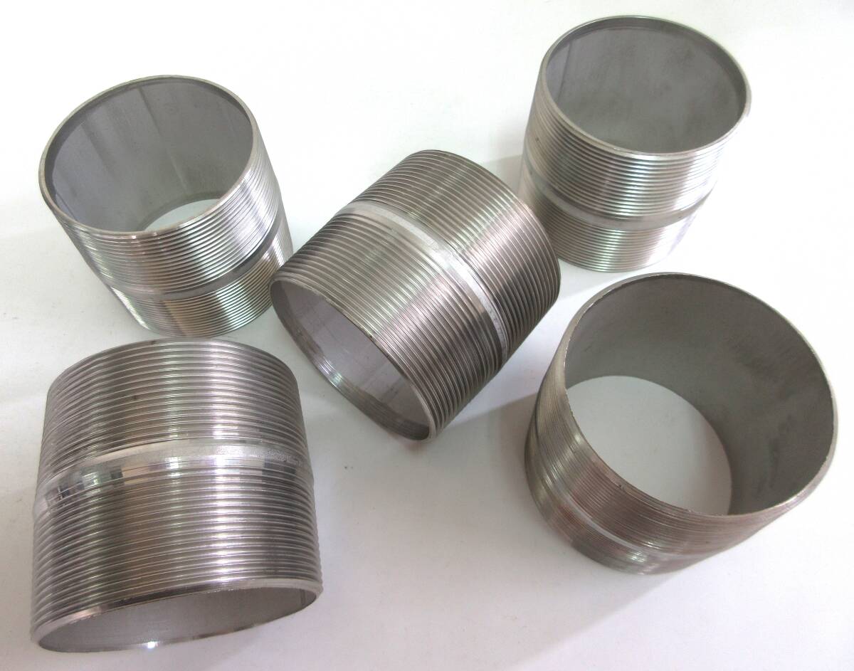 未使用品在庫処分 SUSニップル 3"(80A) 5個組 ネジ込み式管継手ステンレスニップル3B拍卖