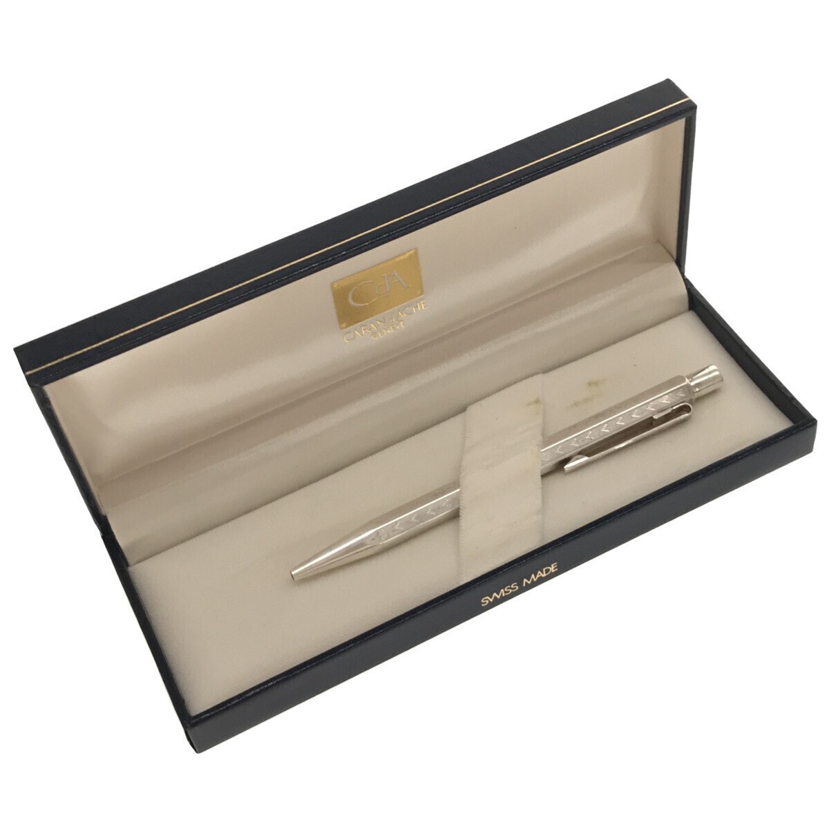 CARAN d'ACHE カランダッシュ エクリドール シェブロンボールペン シルバープレート パラジウムコート 専用ケース入り 筆記用具 文具 J1065拍卖