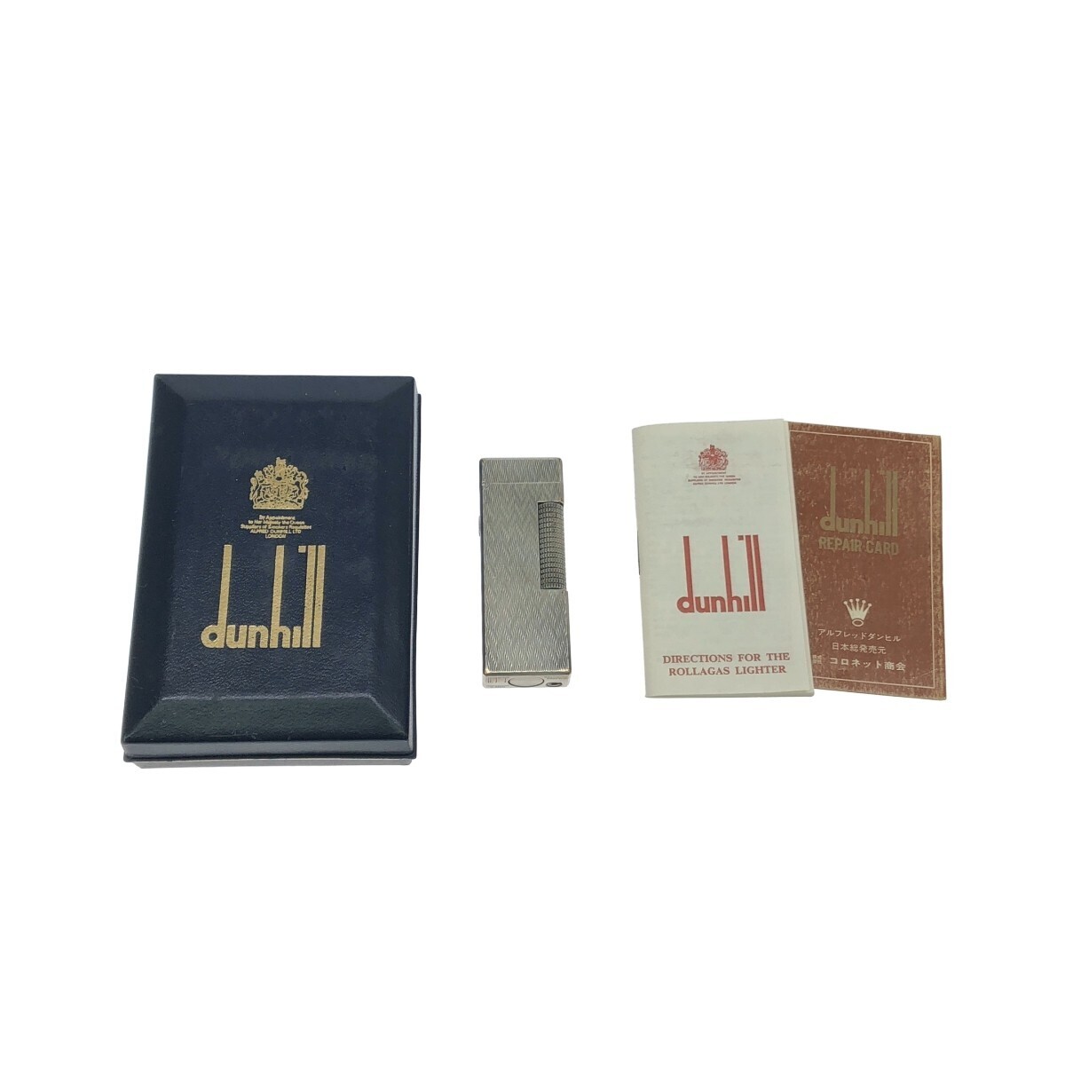 【火花OK dunhill】ダンヒル シルバーカラー ガスライター ローラー式 喫煙具 人気ブランド 小物 コレクション ケース付き 現状 J1588拍卖