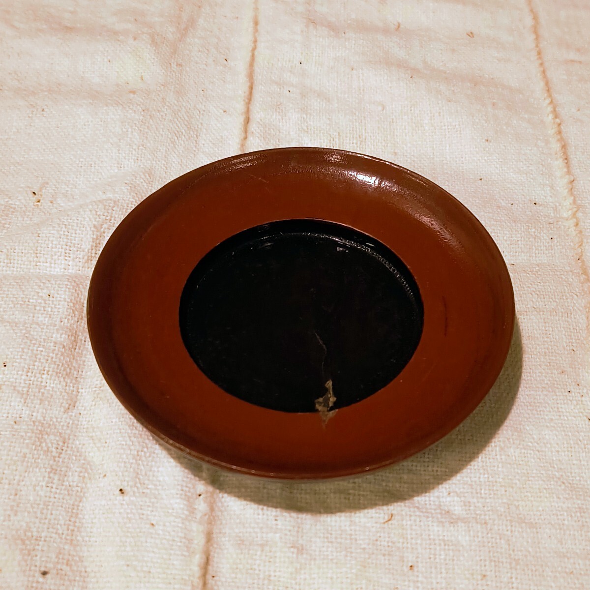 傷あり 朱塗り 目弾き 染分け 茶托 柳宗悦 蒐集 日本民藝館 使用同手 検) 根来塗 茶碗蒸し 明治期 古道具 民芸 骨董 古民芸 漆器拍卖