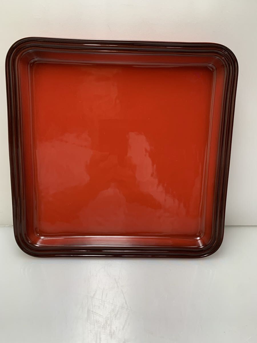 H7-1-50905A 【LE CREUSET】ル・クルーゼ/スクエアプレート/25センチ/赤レッド拍卖