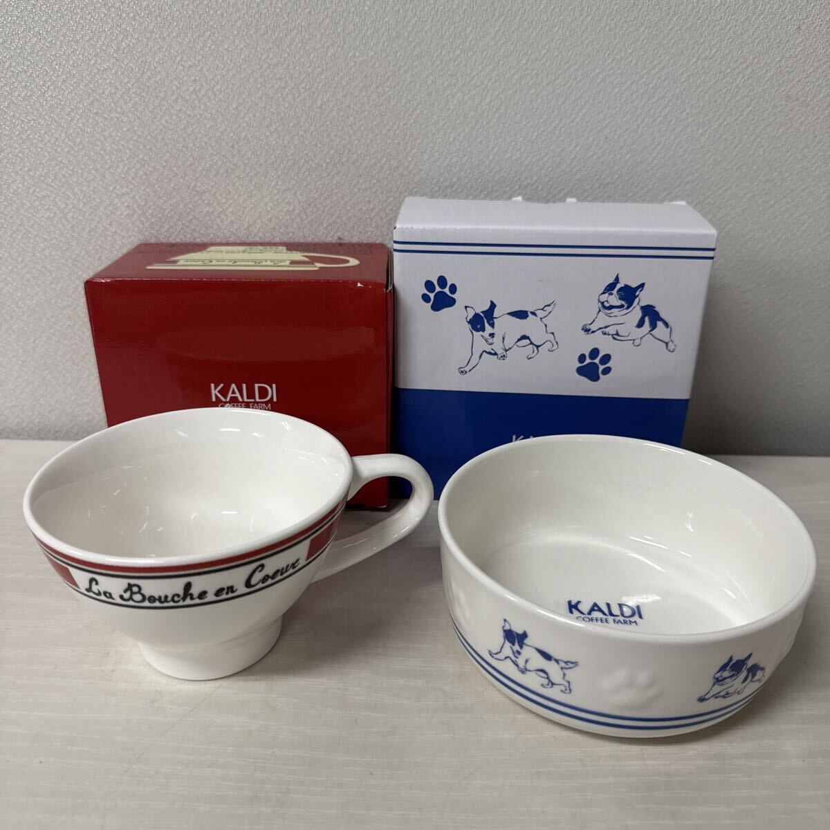 ● KALDI カルディ スープカップ マグカップ ×1 深皿 ×1 2セット 食器 カップ 皿 陶器 未使用品 ●拍卖