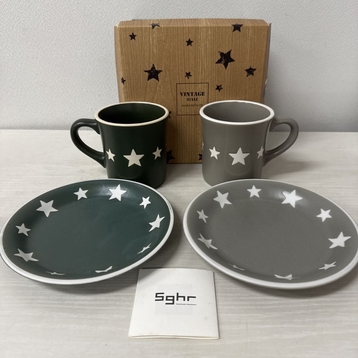 ● VINTAGE STYLE オールドスター ブレイクタイム マグカップ ソーサー 2客セット 食器 コップ プレート ペア 未使用品 ●拍卖