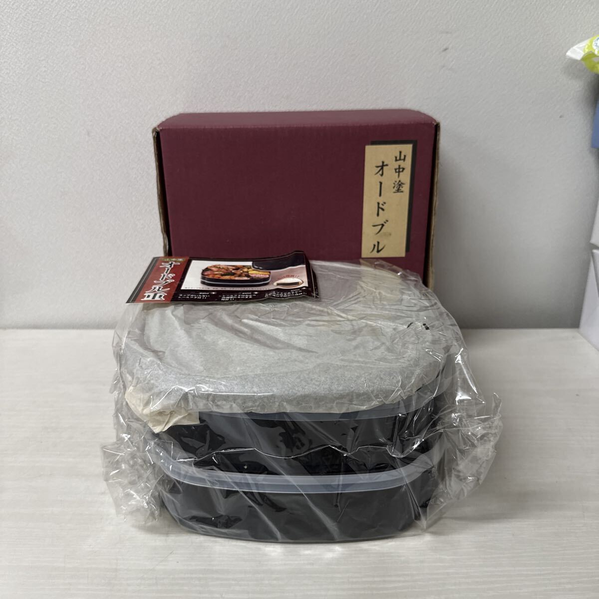 ● 山中塗 オードブル 木瓜型オードブル 7.0寸 夢うさぎ シール蓋付 重箱 お弁当 漆器 未使用品 ●拍卖