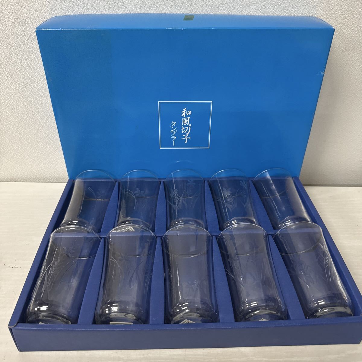 ● 和風切子タンブラー カメイガラス 一口ビールタンブラー 10客セット 食器 グラス ガラス コップ 未使用品 ●拍卖