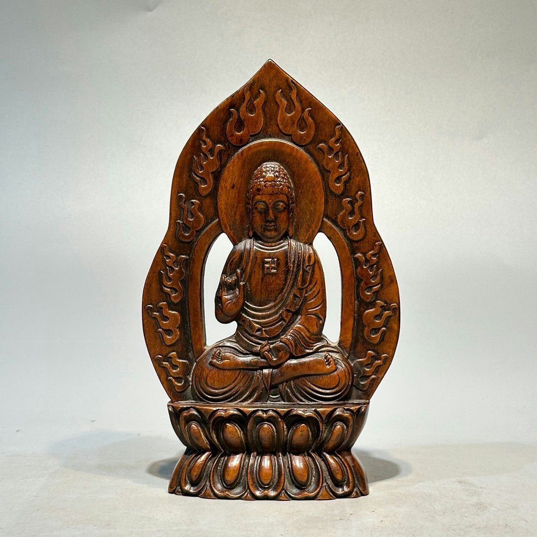 ■観心・時代旧蔵■K0885清時代 仏像 黄花梨木細密細工★古置物★古賞物★古擺件★蒐集家放出★唐物拍卖